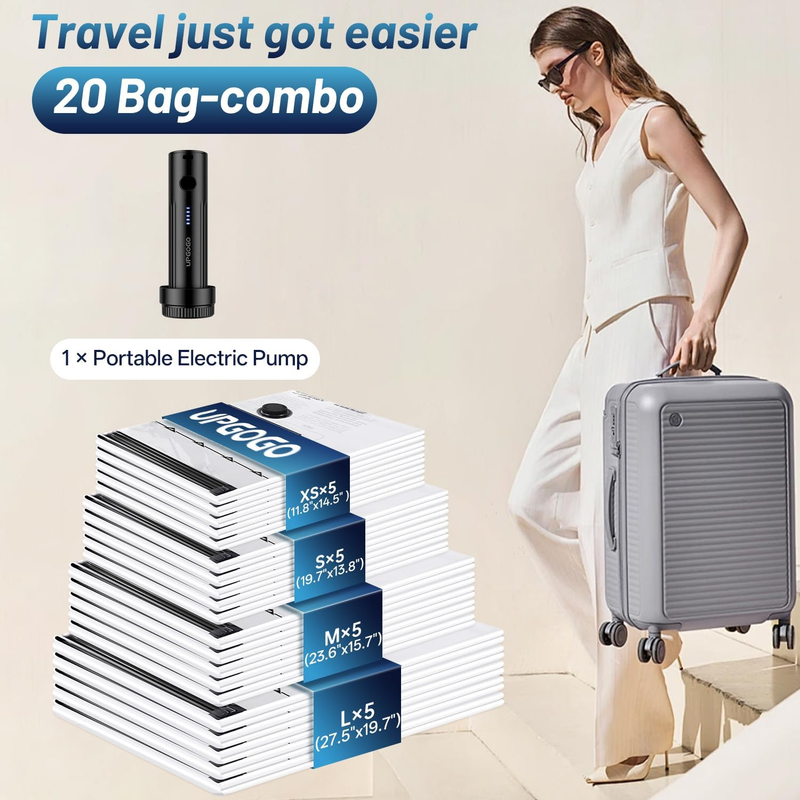 Travel Vacuum Storage Bags Electric Pump 20 Pack Compression Luggage1