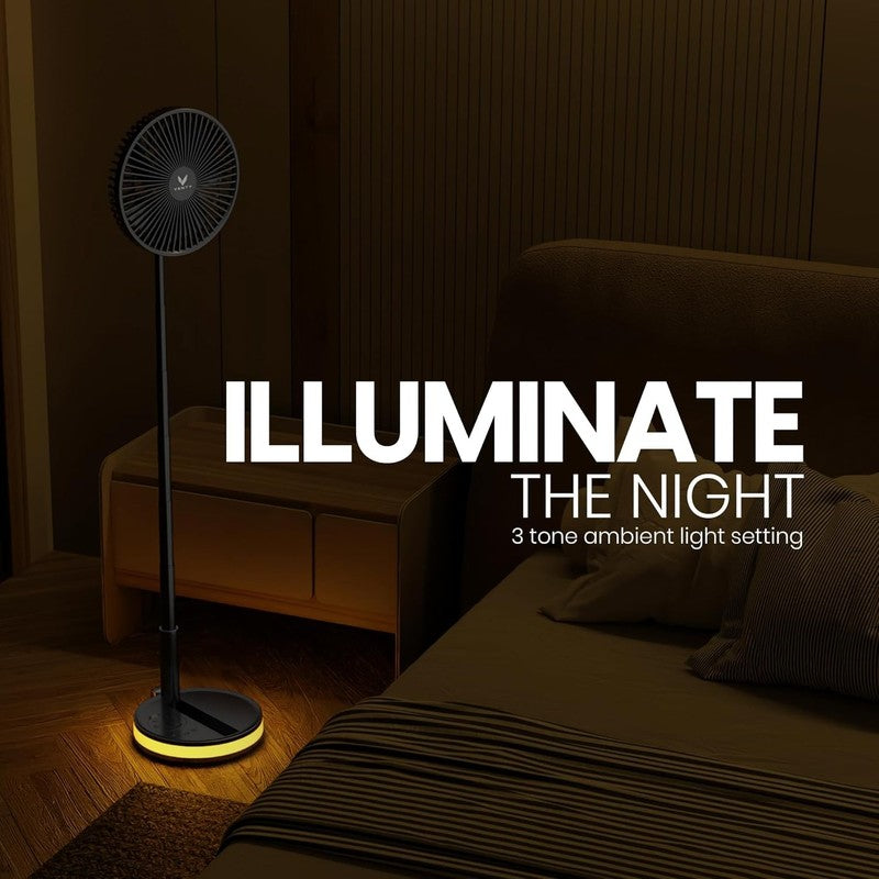Portable Wireless Fan with LED Light & Remote - Ideal for Travel & Outdoors NEW4