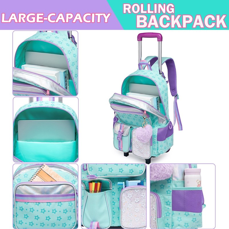 Kids Rolling Backpacks for Girls with Wheels Roller Trolley Backpack for Element3