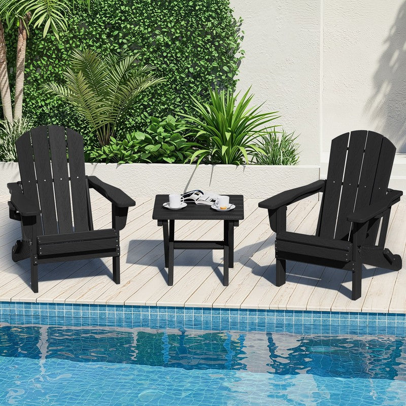 Outdoor Small Folding Side Table, HDPE All Weather Adirondack End Table, No Asse4