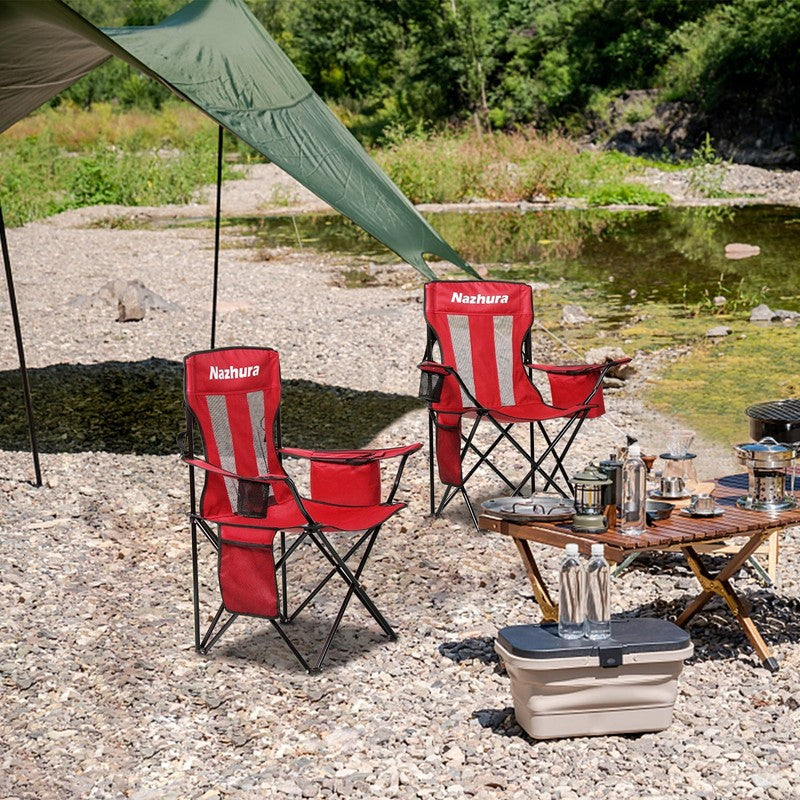 4 Pack Folding Camping Chair with Cooler Pouch, Mesh Backrest and Cup Holder Poc5