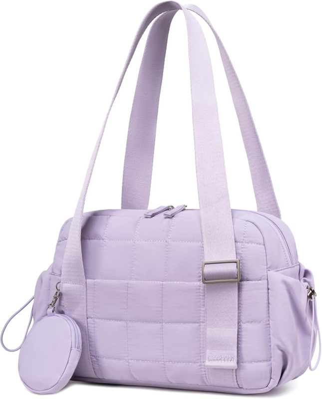 Mini Gym Bag Women Quilted Duffel Wet Compartment Yoga Dance Tote Purple 12.6"10