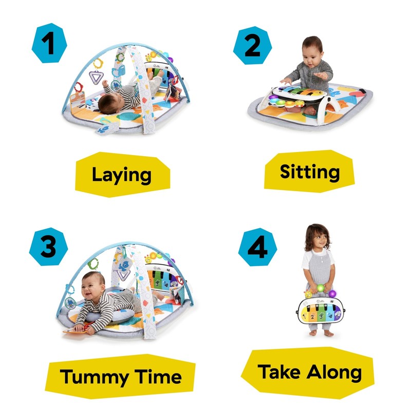 Kickin' Tunes 4 in 1 Baby Activity Gym Play Mat w/ Piano, 0 36M, Multicolor1