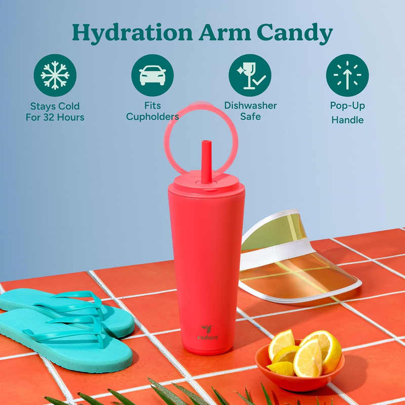 32oz Stainless Steel Insulated Tumbler Spill Proof Flip Lid Cold 32H Daquiri1