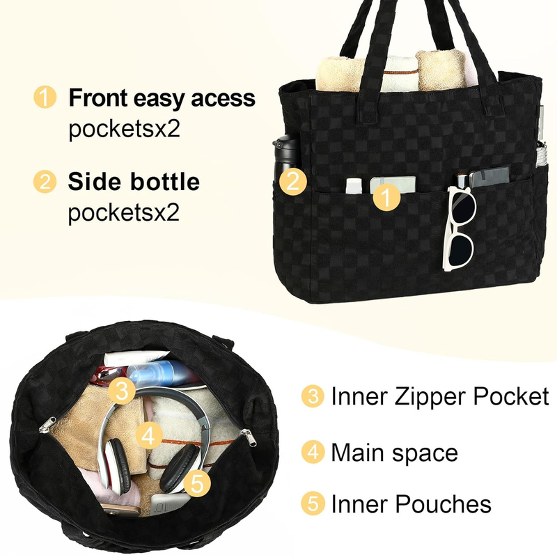 Beach Tote Bag Women Large Waterproof Sandproof Zipper Wet Pocket4