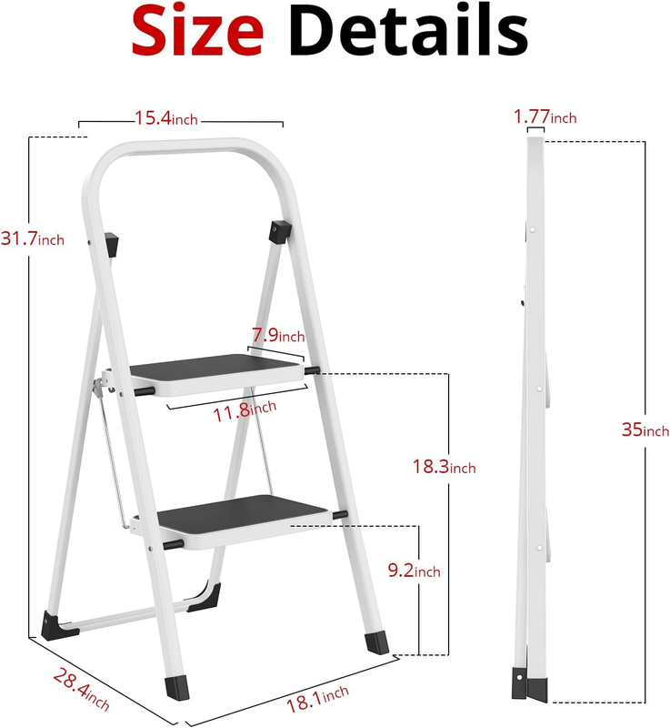 Step Ladder Folding Step Stool for Adults with Anti Slip Pedal,330 Lbs Capacity 5