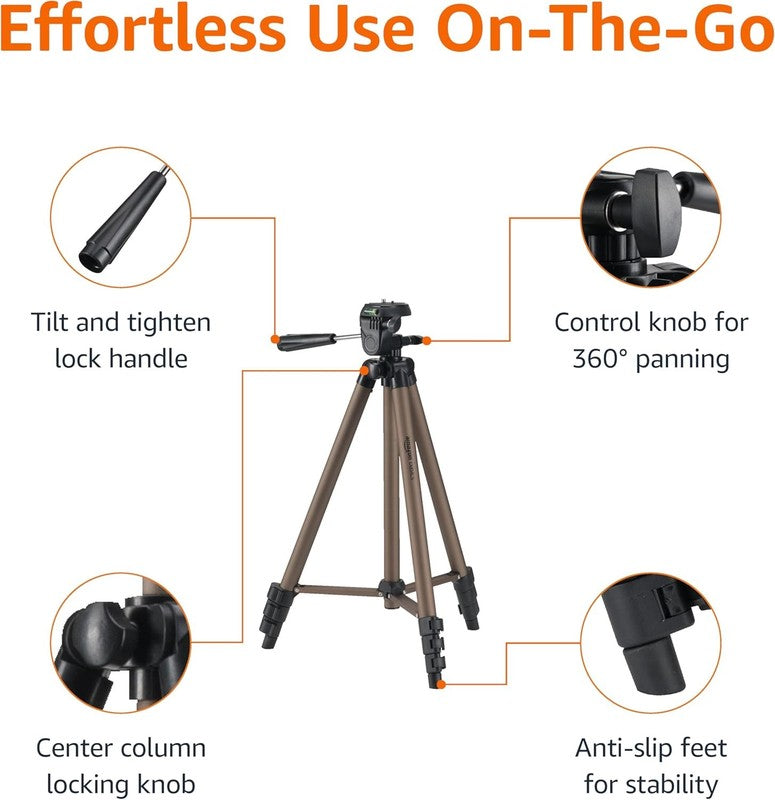 50 Inch Portable Tripod Stand with Bag for Travel Photography   Champagne2