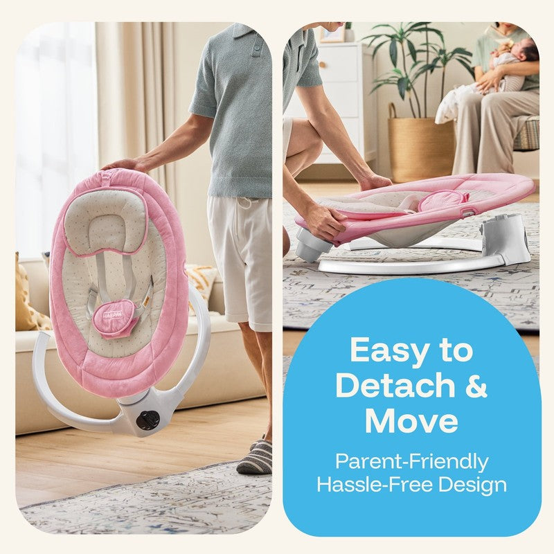 Baby Swing for Girl with Remote Control, 5 Sway Speed, 10 Lullabies, Pink7