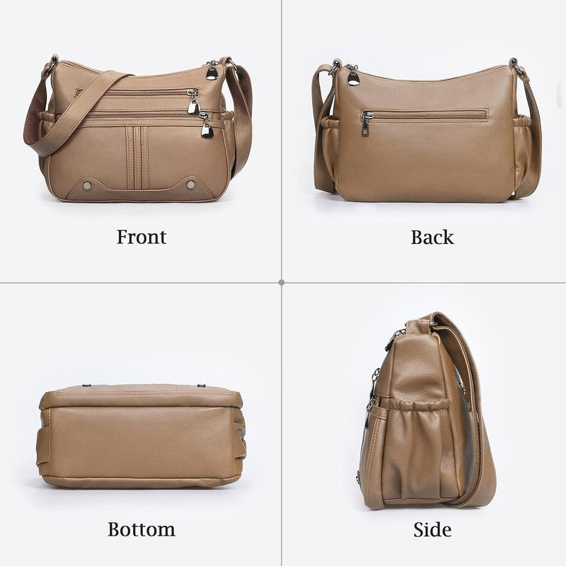 Women Soft PU Leather Crossbody Bag Multi Pocket Shoulder Handbag Tote Satchel3