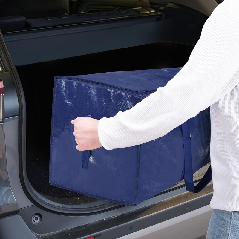 6 Pack Extra Large Heavy Duty Moving Bags Zipper Storage Totes Navy9