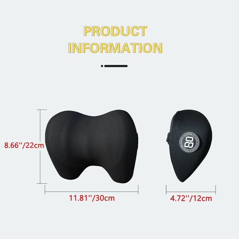 Cozy Memory Foam Car Neck Pillow w/ Adjustable Strap & Breathable Cover – Black1