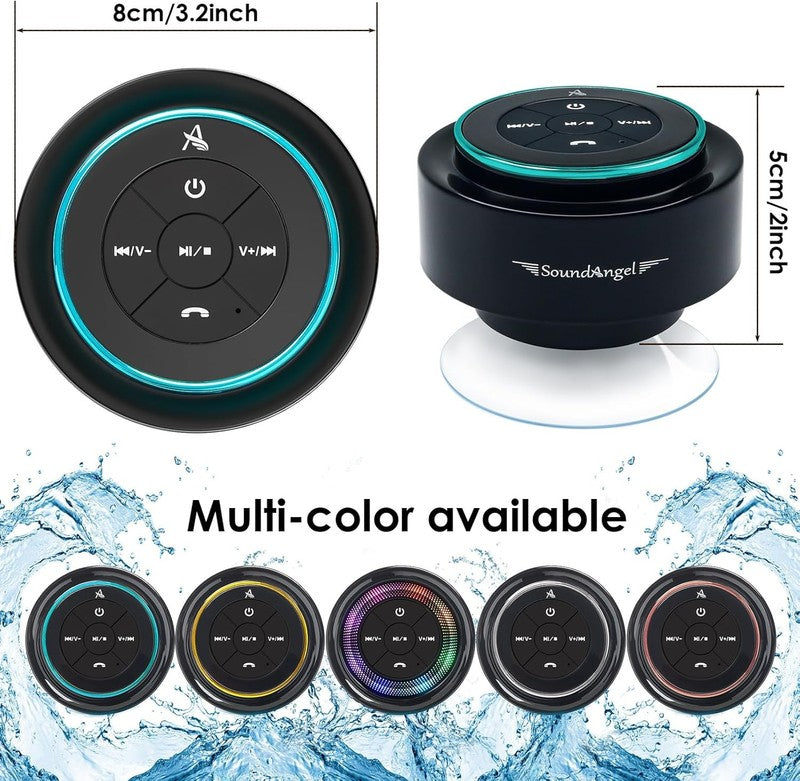 Soundangel Mate Shower Speaker, IPX7, Suction Cup, 12H Play, Rich Bass, Gift7