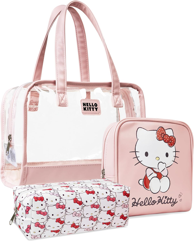 3PCS Kawaii Makeup & Toiletry Bag Set for Women & Girls – Cute Anime Travel Cosm10