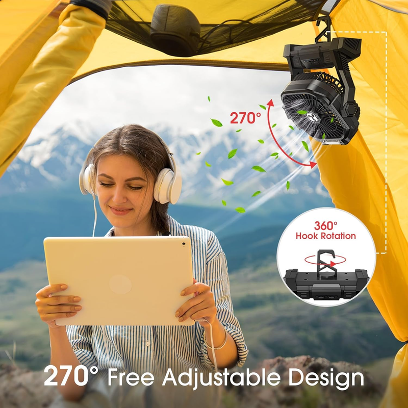 Portable Rechargeable Fan 20000mAh Cordless Battery LED Lantern USB-C2