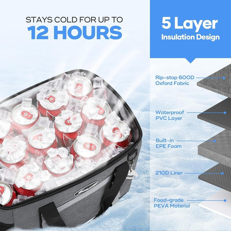 Collapsible Soft Cooler Bag 35 Cans Leakproof Beach Camping Cooler2