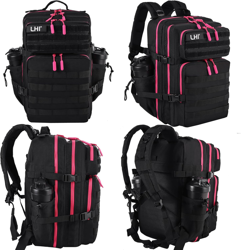 Military 45L Tactical Backpack Black Red Zipper MOLLE Travel Bag1