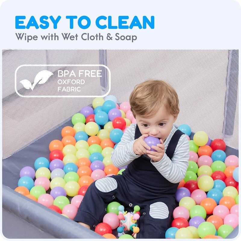 Large Baby Playpen 50X50 with 10 Balls & 4 Pull Up Rings - Indoor/Outdoor Fun!6