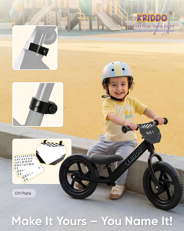 Toddler Balance Bike 12 Inch 2-5 Years Push Bike Custom Plate Night Kids3