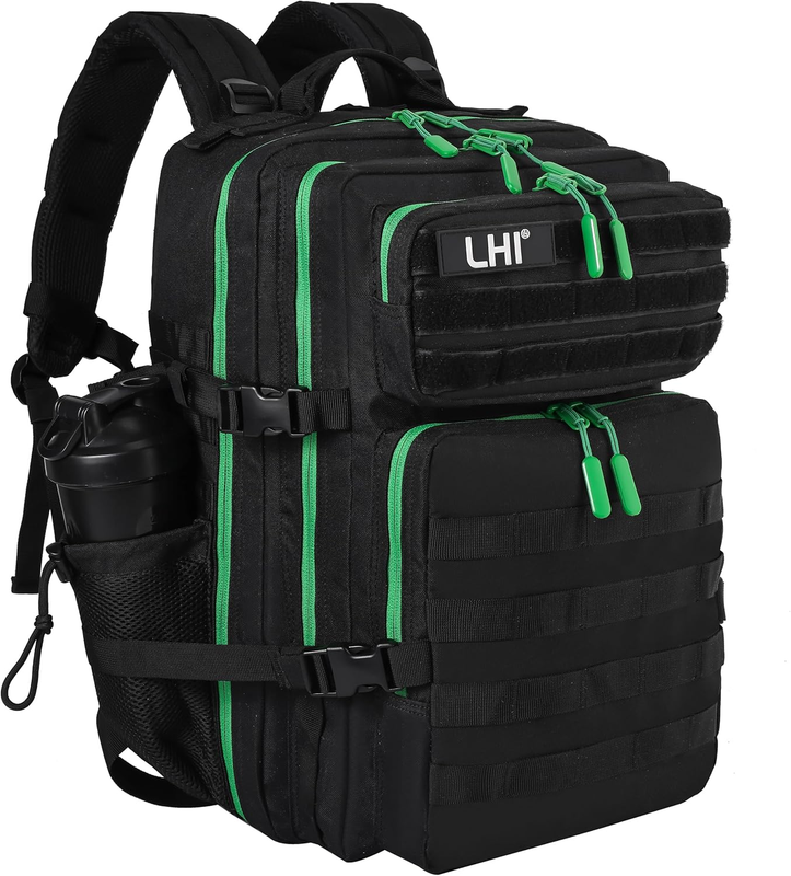 Military 45L Tactical Backpack Black Green Zipper MOLLE Travel Bag10