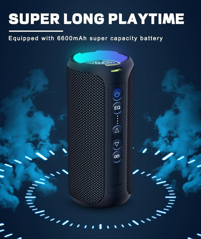 30W Bluetooth Speaker, IPX7 Waterproof, Deep Bass, LED Light, Navy, Portable4
