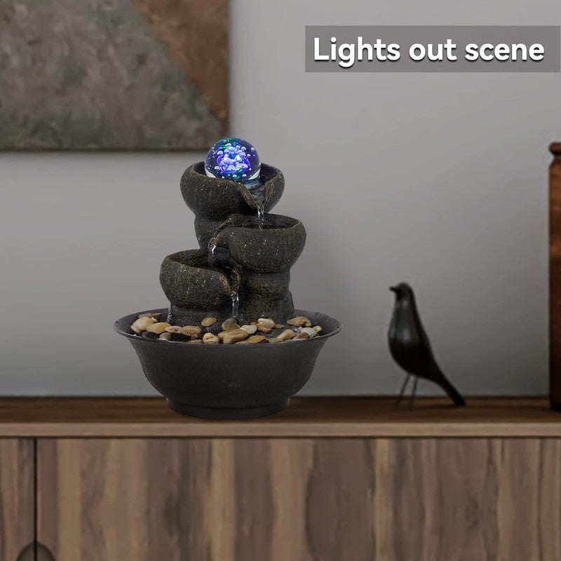 3-Step Tabletop Waterfall Fountain LED Modern Office Desktop Decor4