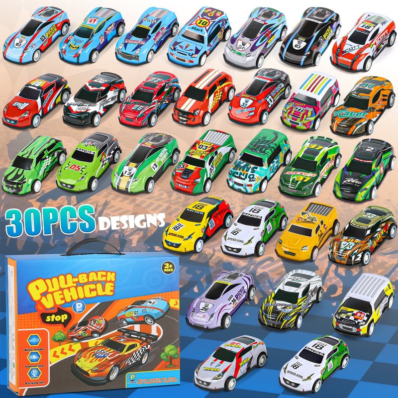 30PCS Mini Car Toys, Pull Back Car Set, Toy Gift for Boys 3 4 5 6 Years Old2