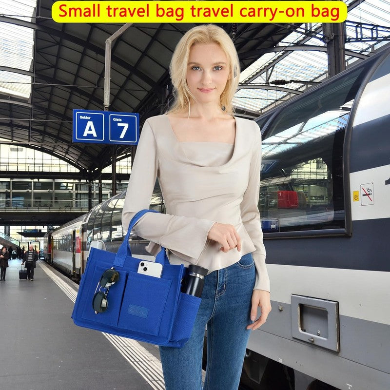 Women’s Large Canvas Tote Bag w/ Compartments Shoulder Crossbody Work Laptop Bag7
