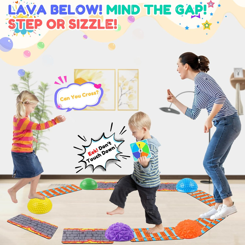 Stepping Stones for Kids, Textured Balance Pods and Floor Mats Set, Inflatable B1