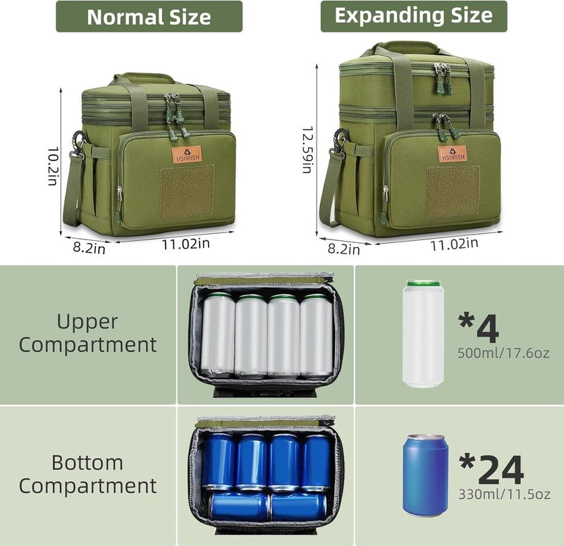 Large Expandable Tactical Lunch Bag 16L/24 Cans Army Green1