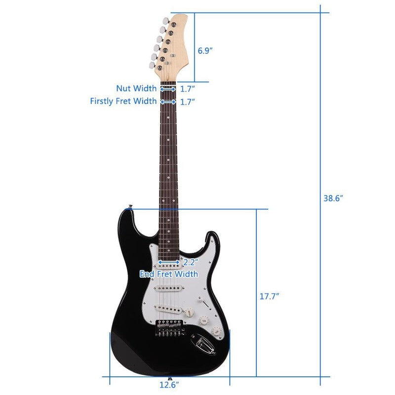 6 String 39" Electric Guitar with Bag for Beginners, Monochrome1