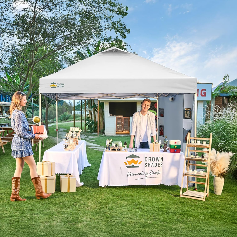 Crown Shades 10x10 Pop Up Canopy Tent w/ Sidewall Easy Setup Grid White2