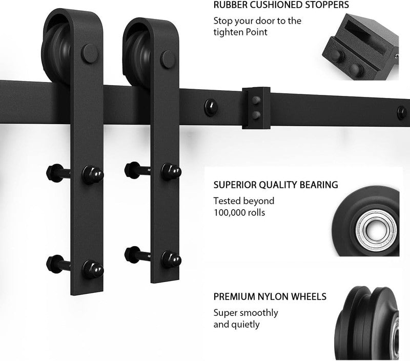 6.8FT Barn Door Hardware Kit, Sliding Barn Door Track  Smoothly and Quietly  Eas4