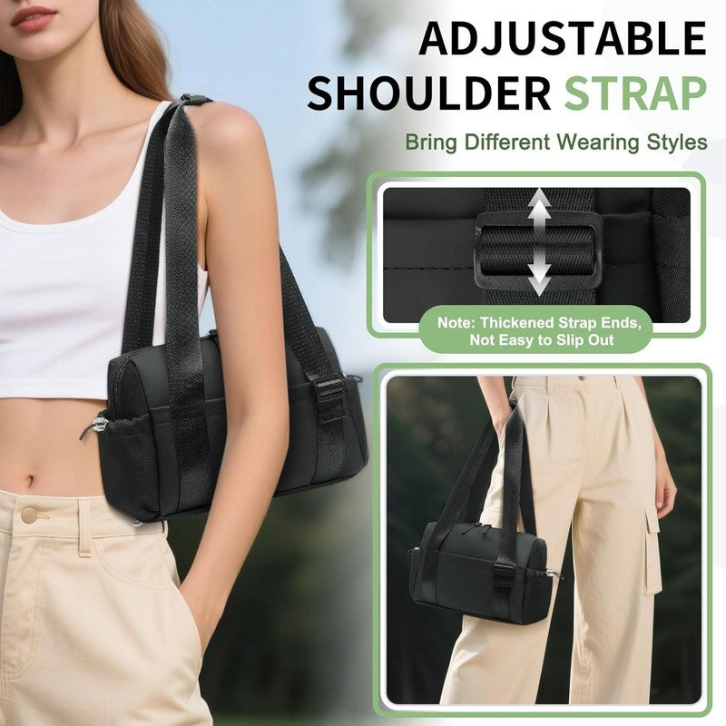 Mini Gym Bag Women Waterproof PU Fitness Tote Wet Compartment Black3