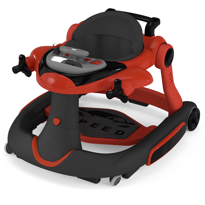 5-In-1 Musical Baby Walker with Wheels, Foldable Baby Walker for Boys Girls, Red10