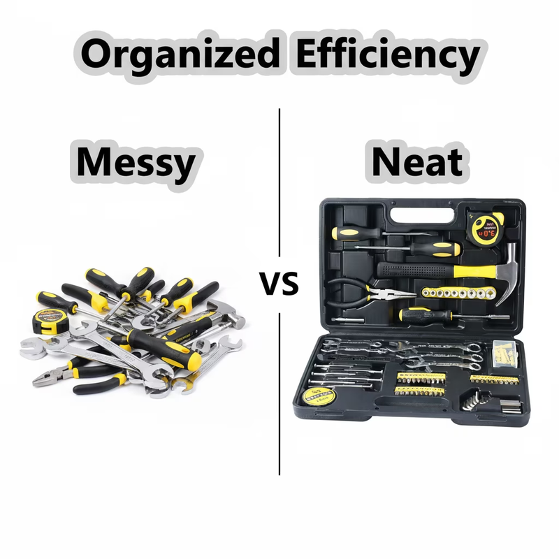 148Pc Household Hand Tool Set DIY Home Repair Kit Toolbox Garage Mechanic Yellow7