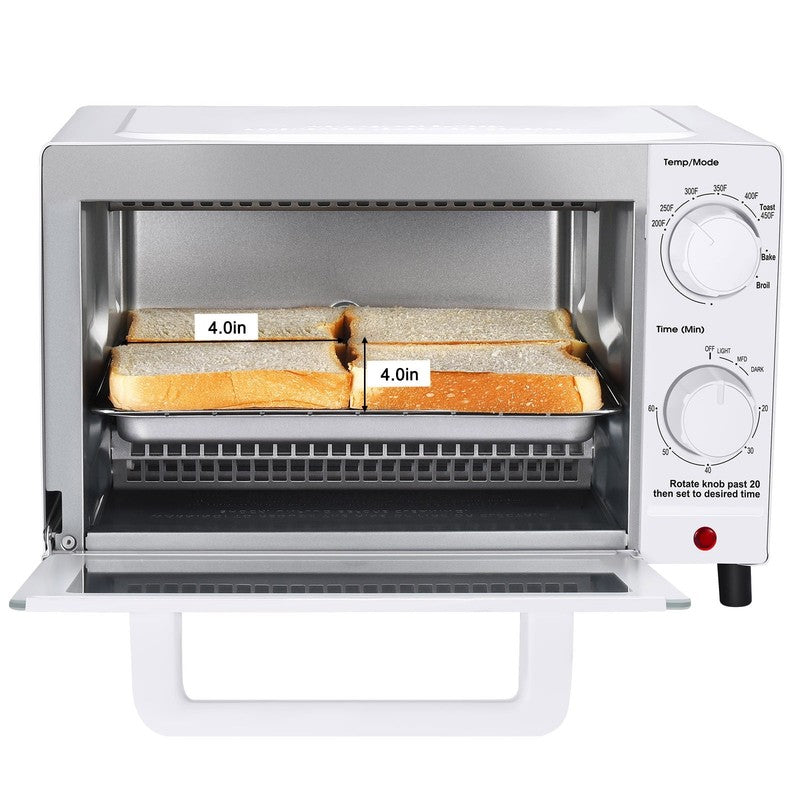 4-Slice Countertop Toaster Oven with Bake Pan & Rack, 3 Settings, White8