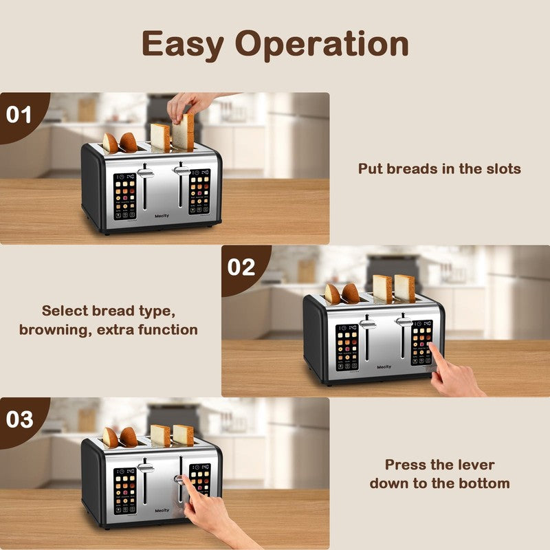 4-Slice Touchscreen Toaster Stainless Steel 6 Browning Wide Slots Black5