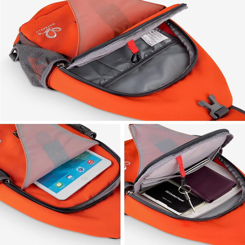 Unisex Hiking Travel Nylon Sling Bag Cross Body Shoulder Chest Bag,Orange Red4