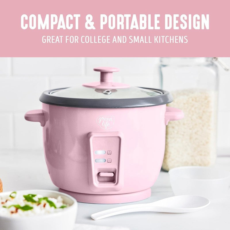 Rice Cooker 3-Cup PFAS-Free Ceramic Removable Pot Pink Multicooker7