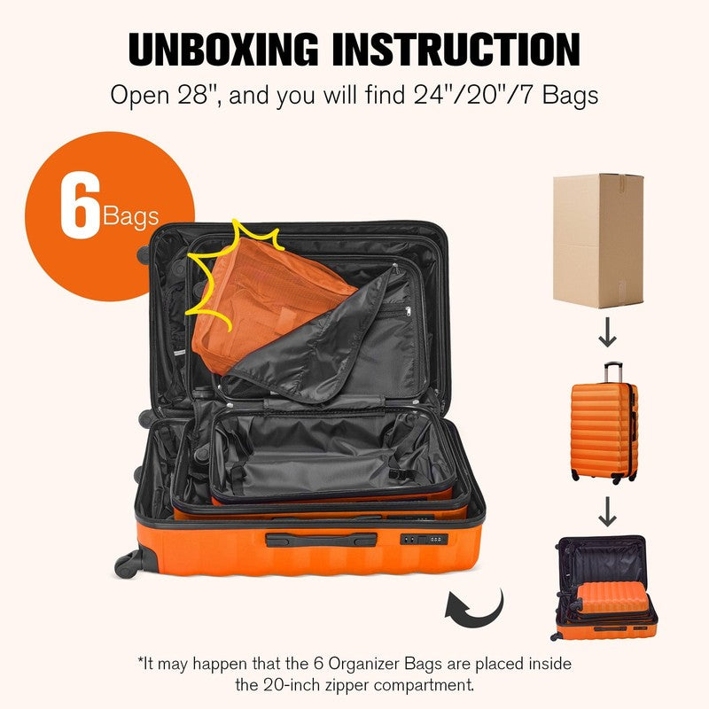 10 Piece Luggage Set Hardside Spinner Suitcase 28 24 20 Inch Backpack Orange4