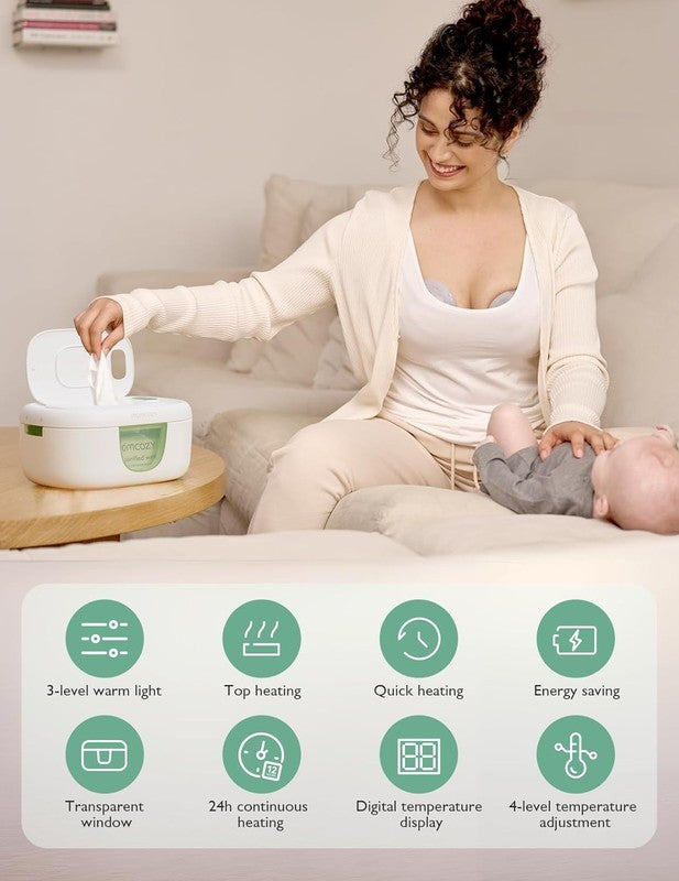 Baby Wipe Warmer w/ Night Light 4 Temp Modes Fast Heating Large8