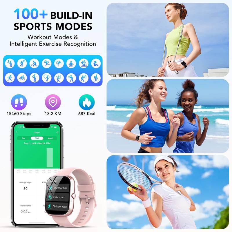 1.91" HD Smart Watch Android iPhone Call Fitness Tracker IP68 Waterproof1