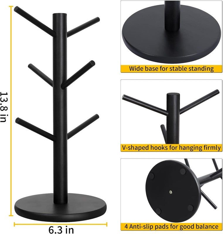 Mug Holder Tree, Coffee Cup Holder with 6 Hooks (Black)6