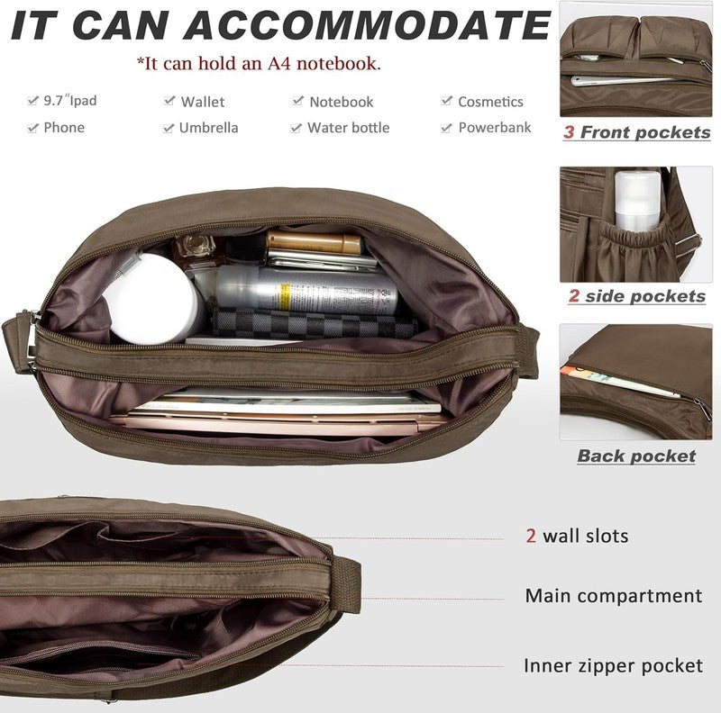 Women Crossbody Bag Waterproof Nylon Lightweight Shoulder Travel Handbag Purse4