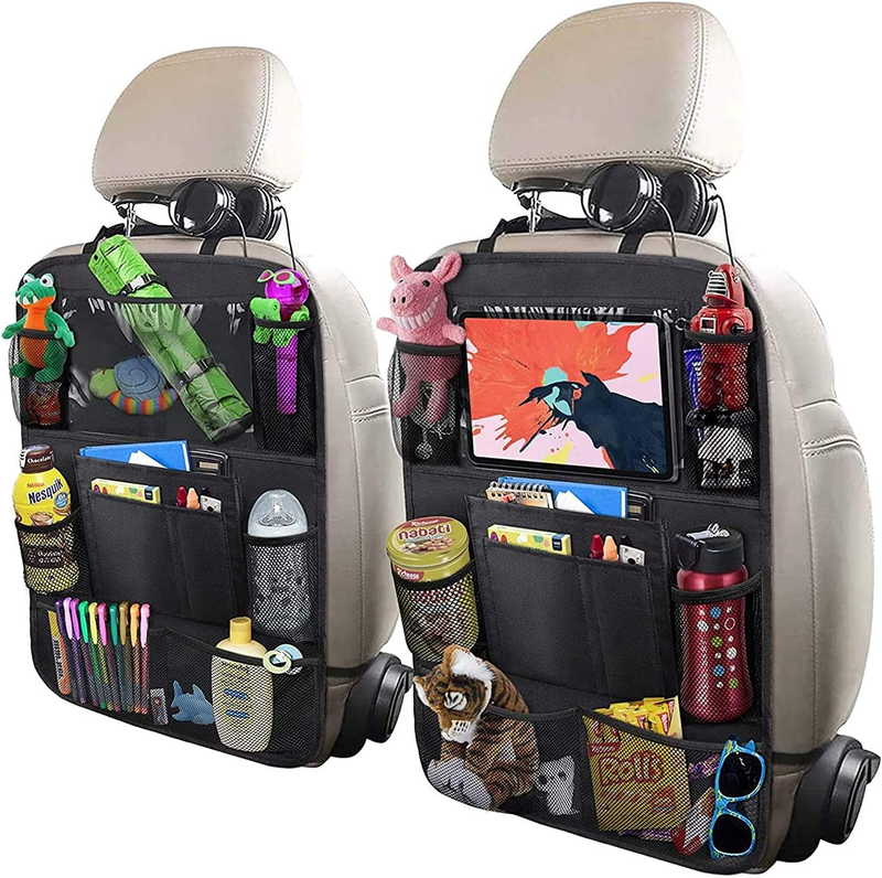 Car Backseat Organizer with 10" Table Holder, 9 Storage Pockets Seat Back Protec10