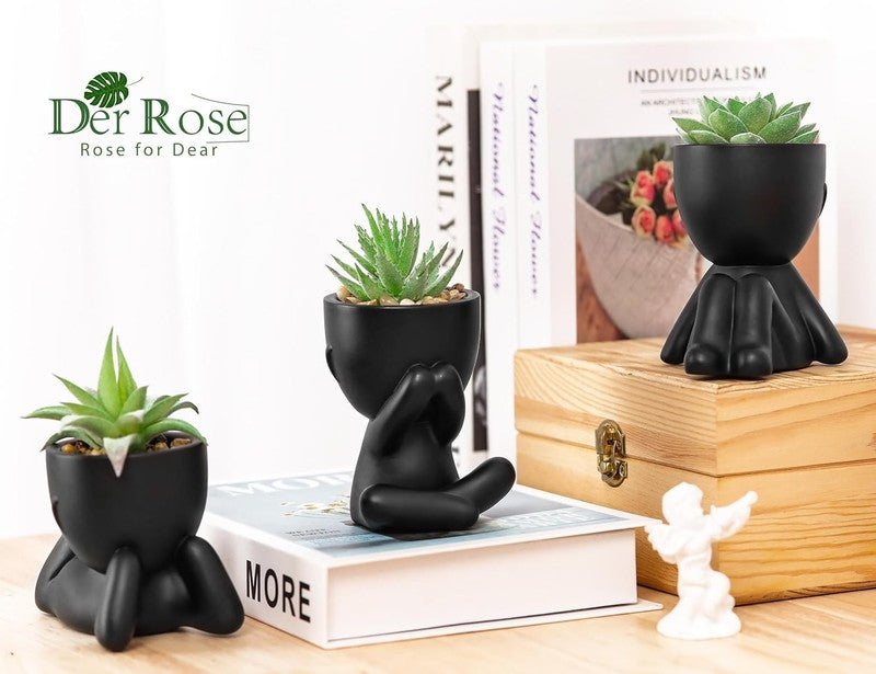 3Pcs Fake Succulents Plants Artificial for Black Bathroom Bedroom Home Living Ro1