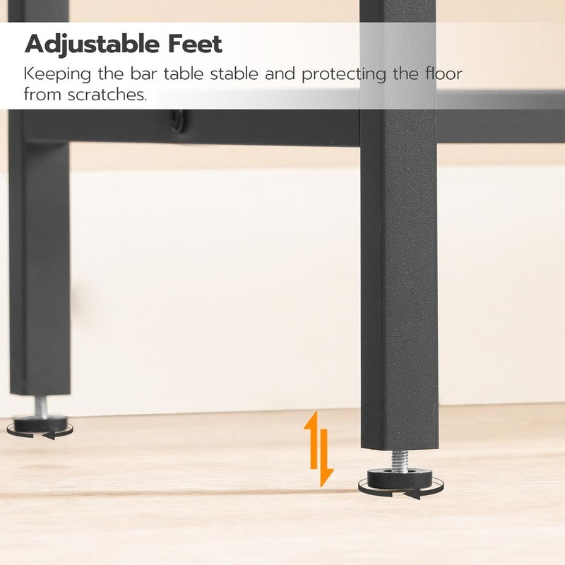 Bar Table with Charging Station High Top Counter Pub Table Rustic Brown/Black8