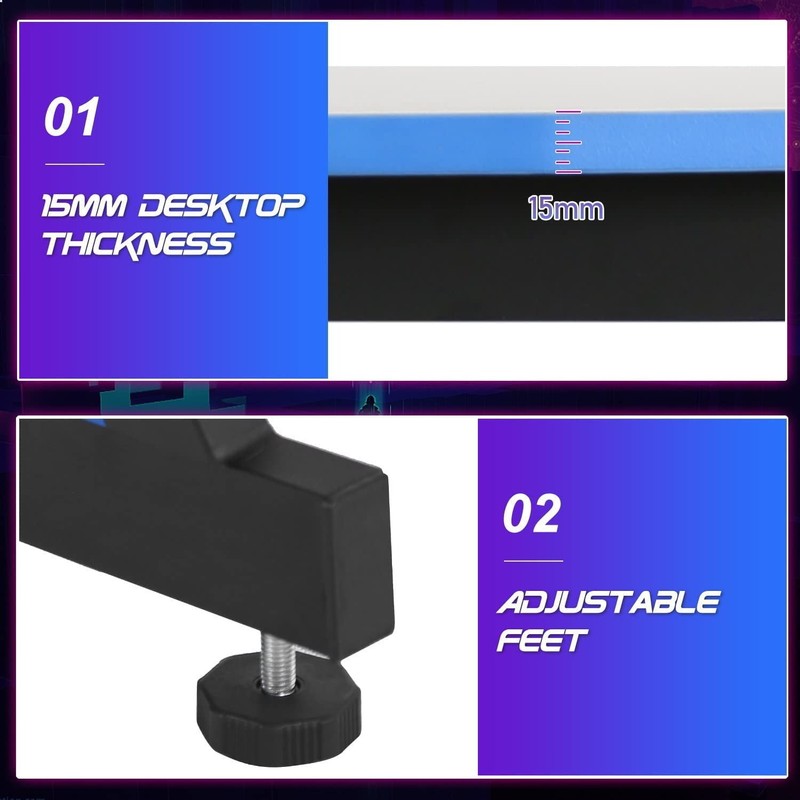 47" Modern Z Shaped Computer Desk w/ Headphone Hook Blue for Adults2