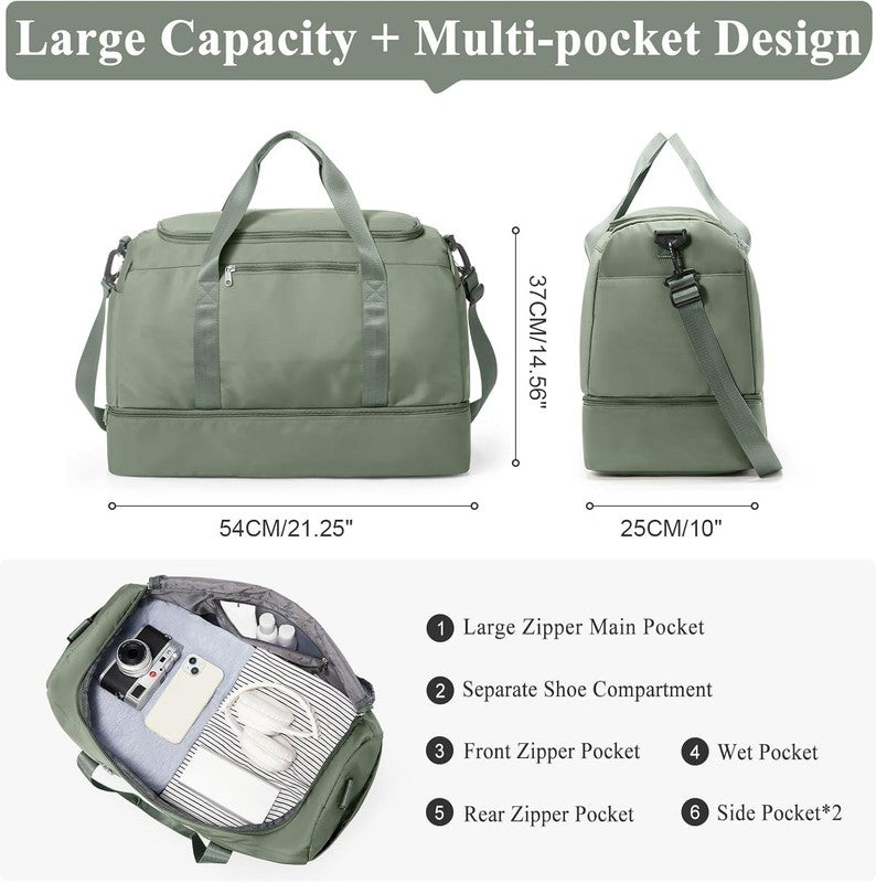 Extra Large Travel Duffle Bag,Carry on Overnight Weekend Bag with Shoes Compartm3