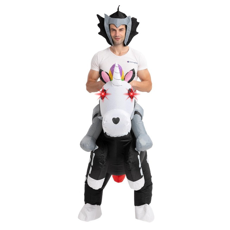 Skeleton Unicorn Inflatable Ride On Costume Adult LED Eye Halloween Party Outfit4